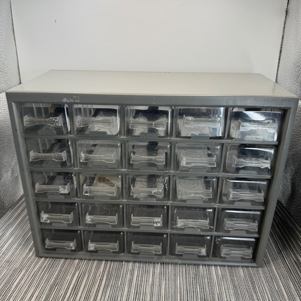 Vintage 24 Drawer Small Parts Storage Cabinet Plastic Hardware Craft Organizer